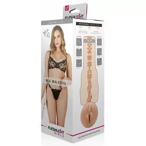 Masturbators Fleshlight Mia Malkova Natural — roku turējamais Fleshlight ar teksturētu SuperSkin iekšējo čaulu, ievadīšanas dziļums 25 cm, Natural