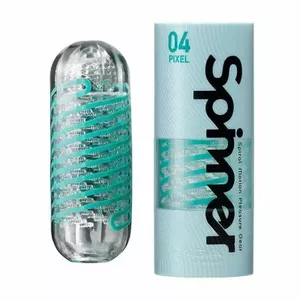 Male stroker TENGA Spinner Silicone Blue Transparent, internal coil, length 13–17 cm, Ø 4.5 cm