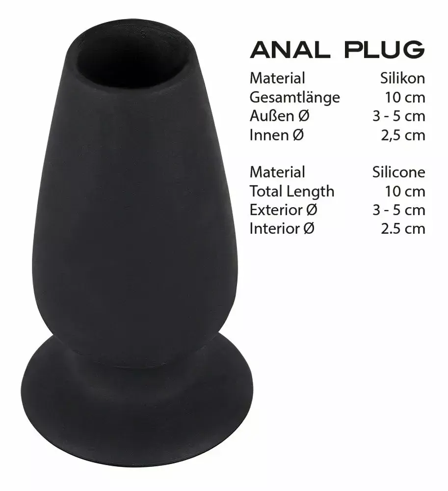 Анальная пробка you2toys Silicone Black, полая 10 см Photo 7