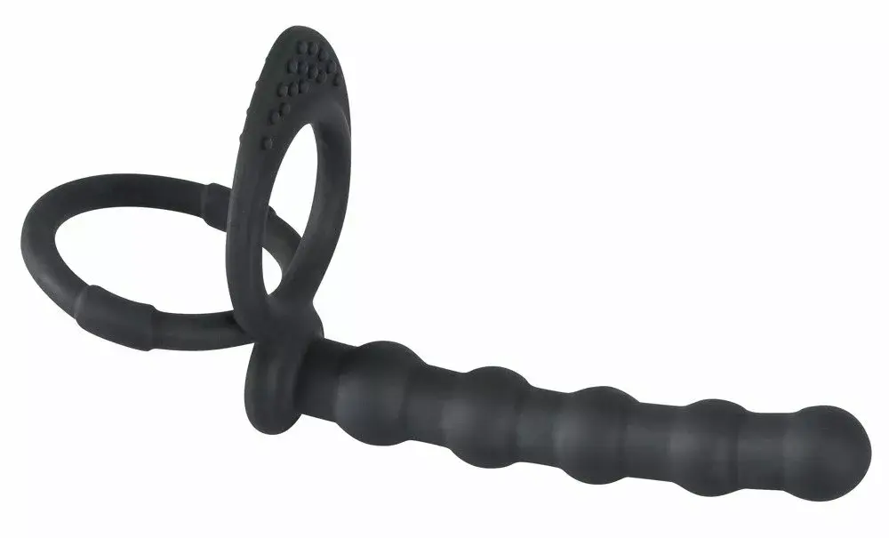 Анальная пробка Black Velvets Silicone — кольцо и шарики Photo 2