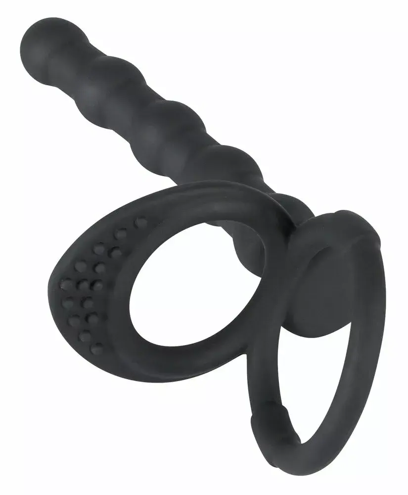 Анальная пробка Black Velvets Silicone — кольцо и шарики Photo 3