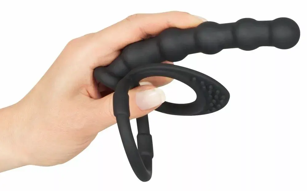 Анальная пробка Black Velvets Silicone — кольцо и шарики Photo 4