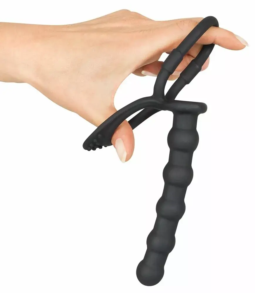 Анальная пробка Black Velvets Silicone — кольцо и шарики Photo 5