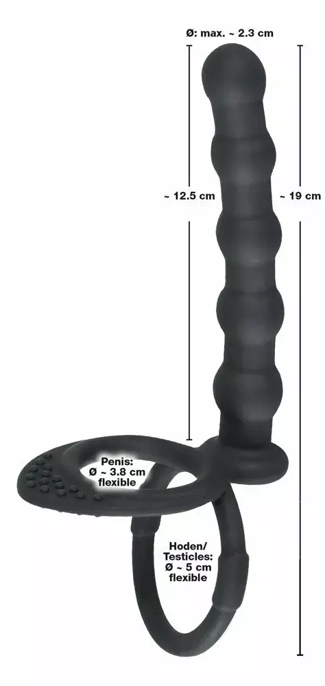 Анальная пробка Black Velvets Silicone — кольцо и шарики Photo 8