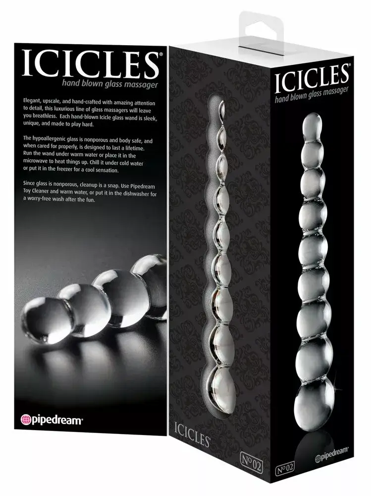 Glass dildo Icicles Clear — 20.5 cm, Ø 3.5 cm Photo 3