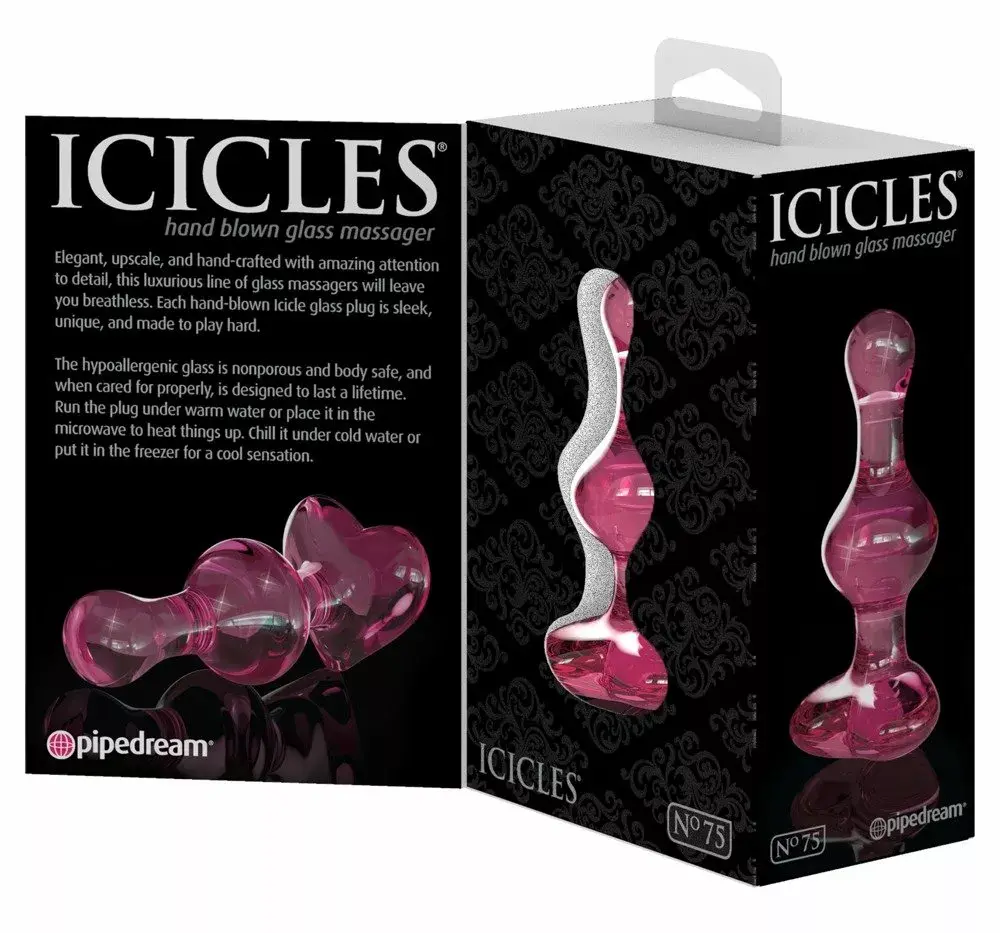 Dildo Icicles Glass Pink — 9.5 cm glass dildo Photo 6
