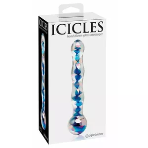 Glass dildo Icicles model Clear/Blue, hand-blown glass, length 17.5 cm, insertion 14.5 cm, Ø 3.5 cm