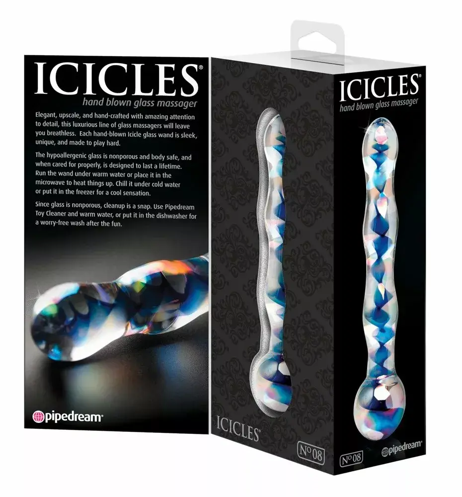 Стеклянный дилдо Icicles Clear/Blue — 17,5 см Photo 4