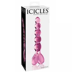 Glass dildo Icicles — model 05403150000, length 20 cm, insertion 15 cm, Ø 3.5 cm, pink