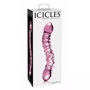 Стеклянный фаллоимитатор Icicles розовый, ручная работа, длина 19,5 см, Ø 3,5 см, гипоаллергенный