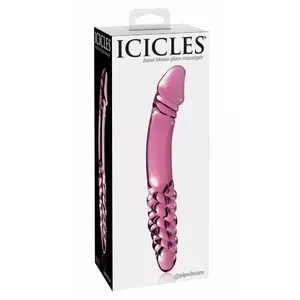 Glass dildo Icicles — handmade glass, length 12 cm, diameter 3.5 cm, pink