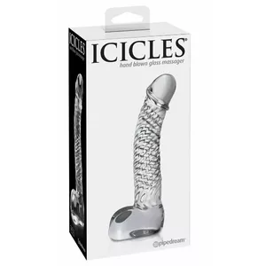 Glass dildo Icicles No. 61 by Icicles — clear, hand-blown glass, length 16.5 cm, insertion 12.5 cm, Ø 3 cm