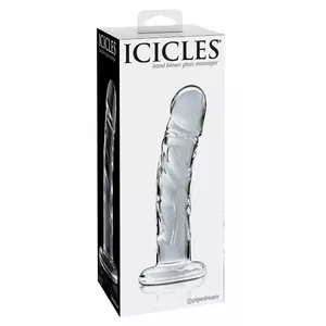 Glass dildo Icicles No. 62 — clear, hand-blown glass, length 18 cm, insertable 16.5 cm, Ø 3 cm