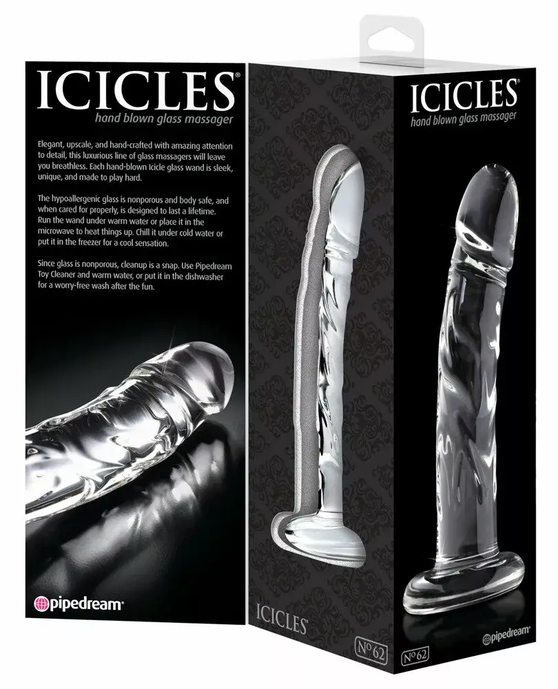 Стеклянный дилдо Icicles No. 62 — прозрачный, 18 см Photo 4