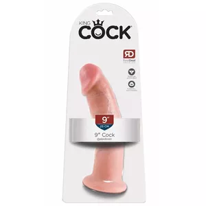 Dildo King Cock Silicone Black — realistic PVC dildo, 24 cm length, 22.9 cm insertion, Ø 5.3 cm, suction cup, strap-on compatible