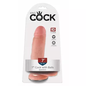 Dildo King Cock Silicone Flesh 7 inch — realistic PVC dildo, total length 17.8 cm, insertable 13.5 cm, Ø 4.6 cm, suction cup, strap-on compatible
