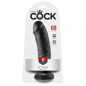 Dildo King Cock Silicone Black — realistic PVC dildo, length 21.5 cm, insertion 20.3 cm, Ø 4.6 cm, suction cup
