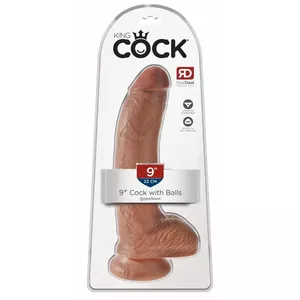 Dildo King Cock Silicone Tan — realistic silicone dildo, length 22.9 cm, diameter 5.1 cm, suction cup