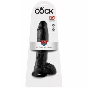 Dildo King Cock Silicone Black — realistic silicone dildo, 25.4 cm length, Ø 5.1 cm, suction cup, strap-on compatible