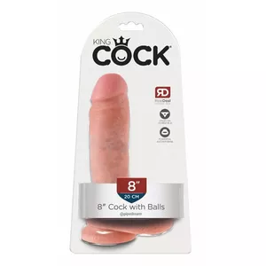 Dildo King Cock Silicone Flesh 8 inch — realistic PVC dildo, length 21 cm, diameter 5.1 cm, suction cup
