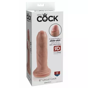 Dildo King Cock Flesh 6in Uncut — realistic PVC dildo with suction base, total length 16.5 cm, insertable 14.5 cm, Ø 4.2 cm