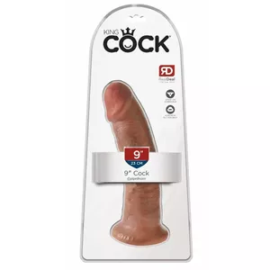 Dildo King Cock PVC Tan — realistic PVC dildo, length 24 cm, insertion 22.9 cm, Ø 5.3 cm, suction cup