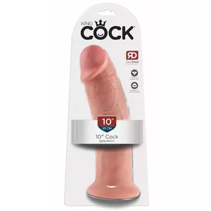 Dildo King Cock Silicone Flesh 10" — realistic silicone dildo, length 25.4 cm, insertion 25 cm, Ø 6.1 cm, suction cup