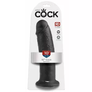 Dildo King Cock Silicone Dark — realistic dildo, total length 25.4 cm, insertable 25 cm, Ø 6.1 cm, suction cup, strap-on compatible