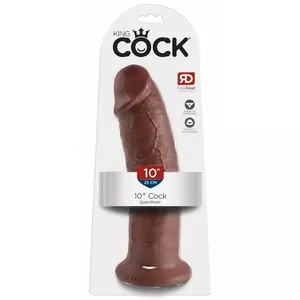 Dildo King Cock silicone brown 10 inch — realistic, suction cup, 25.4 cm length, Ø 6.1 cm