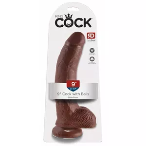Dildo King Cock PVC Brown — realistic PVC dildo with suction cup, length 22.9 cm, Ø 5.1 cm