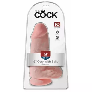 Dildo king cock KC Chubby Light silicone skin color — length 22.9 cm, insertable 17.5 cm, Ø 7.6 cm, suction cup