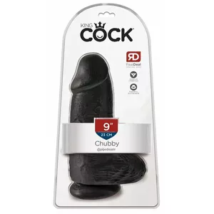Dildo King Cock Silicone Black — realistic PVC dildo, length 22.9 cm, insertion 17.5 cm, Ø 7.6 cm, suction cup