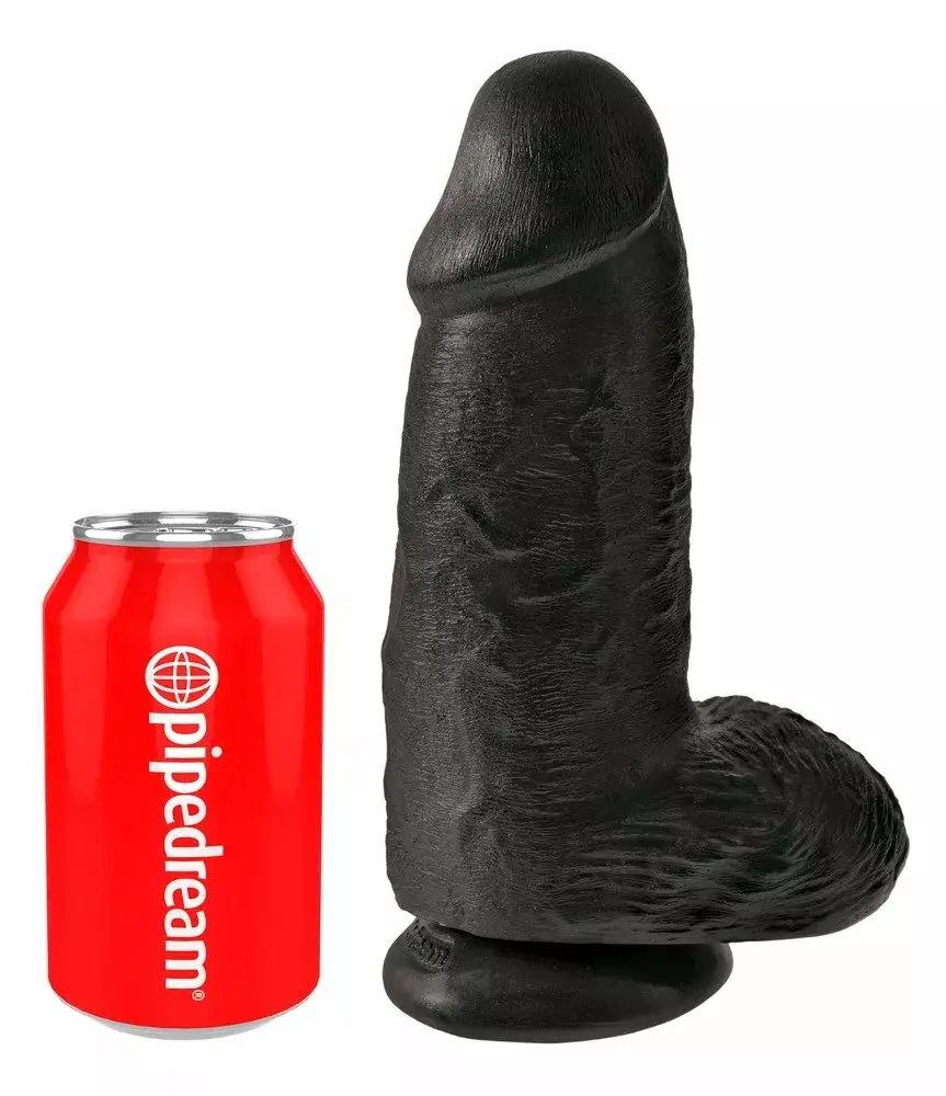 Dildo King Cock Silicone Black — realistic PVC 22.9 cm Photo 2