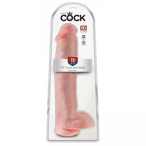 Dildo King Cock Silicone Flesh — realistic XXL dildo, length 38.1 cm, insertion 33 cm, width 7.6 cm, suction cup