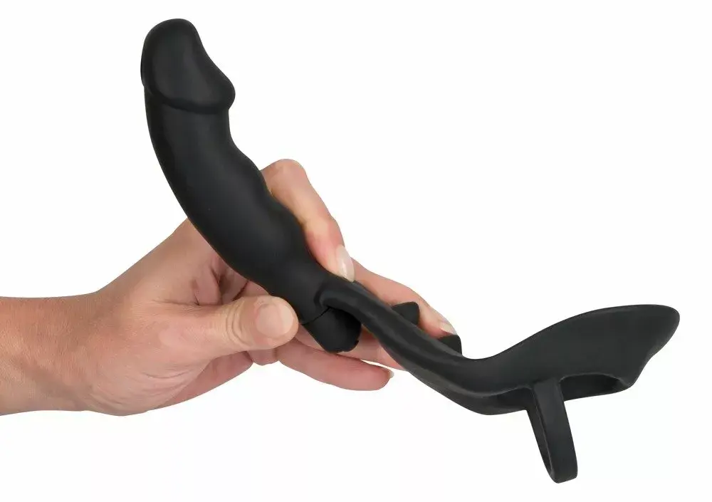 Vibrating silicone plug with cock ring Black Velvets Photo 6