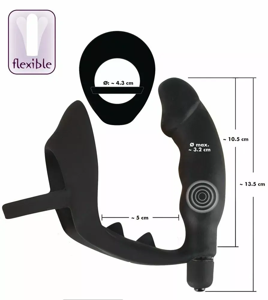 Vibrating silicone plug with cock ring Black Velvets Photo 10