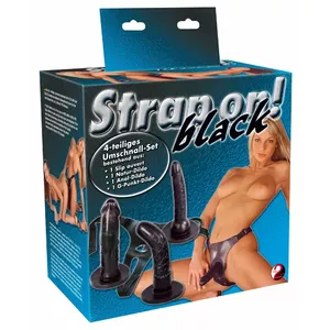 Страпон you2toys Silicone Black — регулируемая стринг-танга с тремя TPR фаллоимитаторами (16 см, 15 см, 15 см)