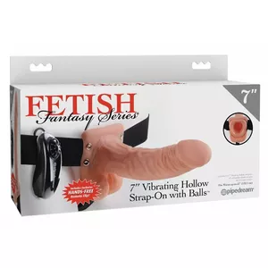 Strap-on vibrator Pipedream Fetish Fantasy 7" silicone, hollow, 18.9 cm length, Ø 4.3 cm, adjustable harness