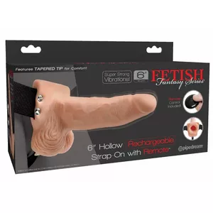 Мягкий страпон Pipedream Fetish Fantasy 6in RC Silicone Black — полый, 10 режимов вибрации, USB-зарядка, объём талии 71.1–132.1 см