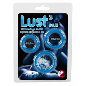 Lust 3 locekļu gredzeni zili