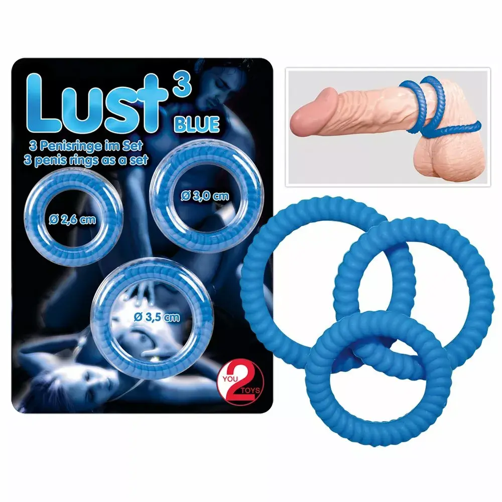 you2toys Lust 3 — силиконовый набор колец, синий Photo 5