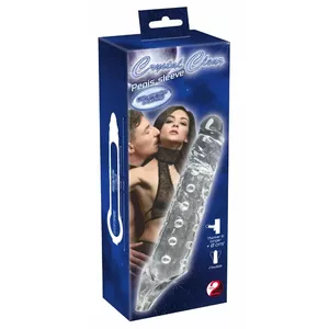 Penis sleeve Crystal Crystal Clear 05319100000 — TPE, length 27.8 cm, insertion 15 cm, extension 8 cm, inner Ø 4 cm, ball ring Ø 3.8 cm