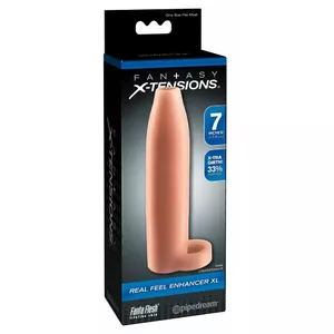 Penis sleeve fantasy x-tensions FX Real Feel Enhancer XL Light — TPE, length 17.8 cm, outer Ø 3.6 cm, inner Ø 2.5 cm