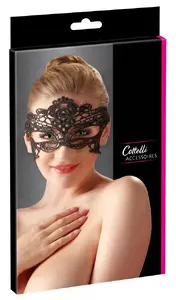 Маска cottelli collection 24802631001 чёрная вышитая кружевная декоративная маска с завязкой