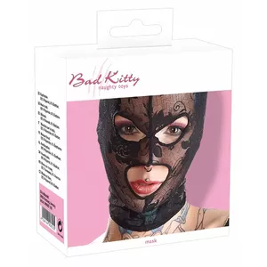 Маска для лица bad kitty 24903821001 — черная кошачья кружевная маска, 92% полиамид, 8% спандекс