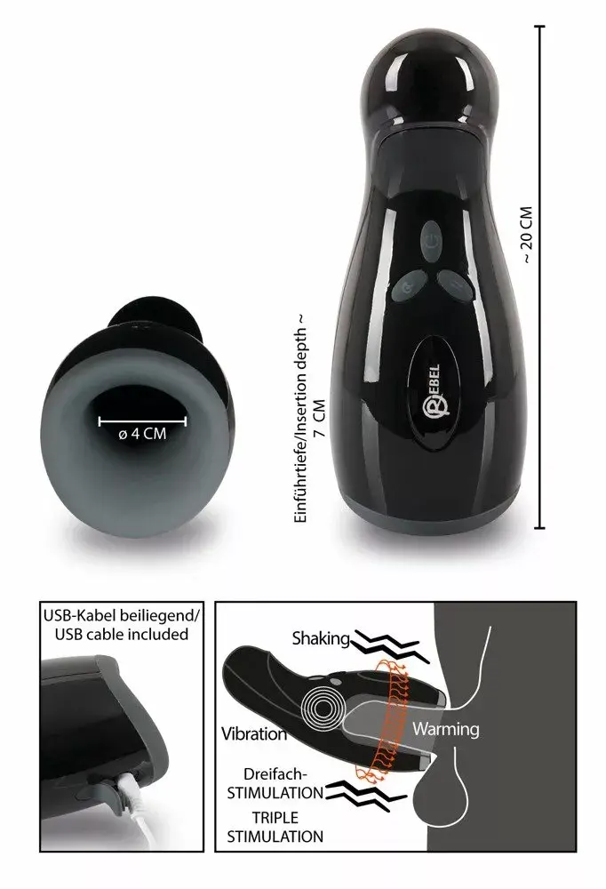Masturbator Rebel Silicone Black — 05930870000 Photo 8