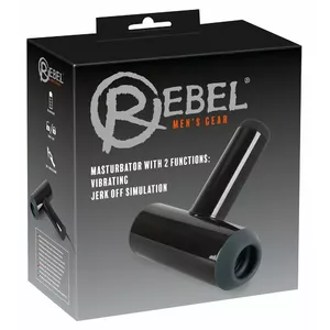 Masturbator Rebel Silicone Black — double-stimulation, 21.3 cm length, Ø 4 cm, 7 vibration modes, 3 handjob speeds, waterproof
