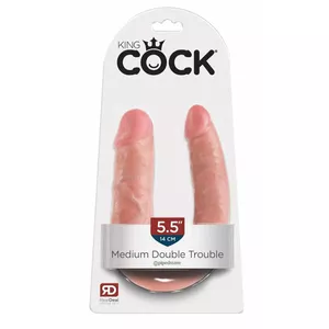 Dildo King Cock Silicone Black — realistic double-headed dildo, length 33.5 cm, Ø 3.3 cm