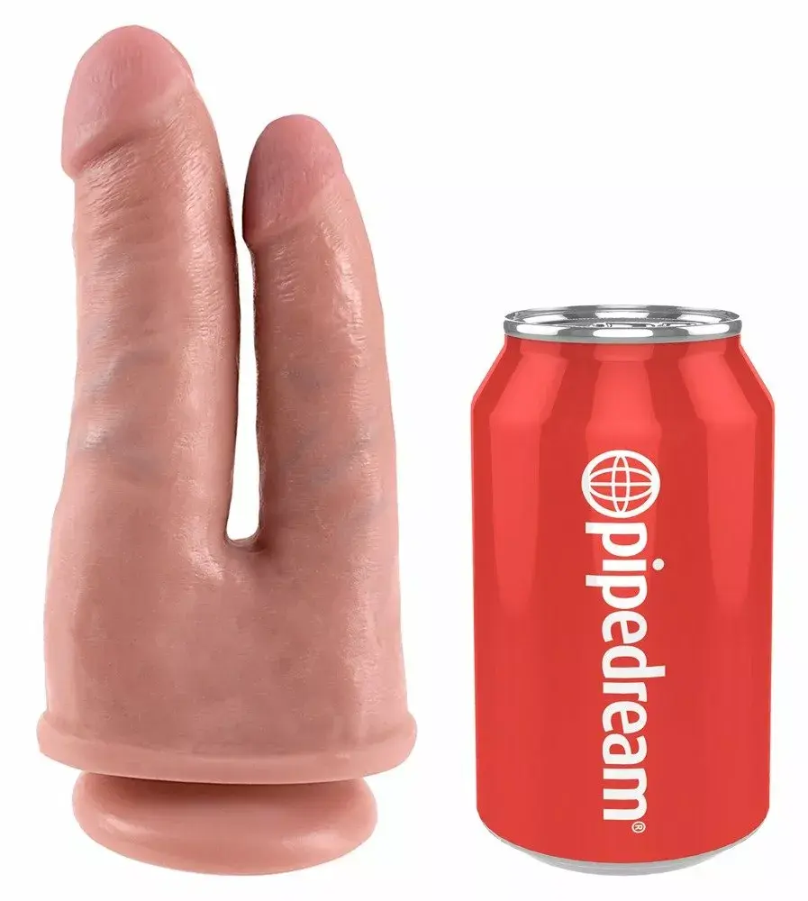 Double dildo King Cock Silicone Black — 21 cm Photo 2