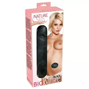 Vibrators Nature Skin Big Vibe Black — reālistisks TPR vibrators, garums 23 cm, Ø 4,5 cm, 8 režīmi